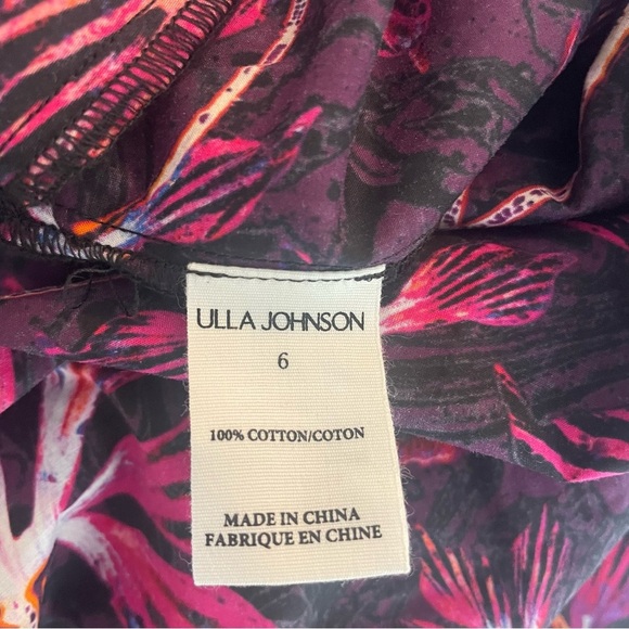 New! Ulla Johnson Caprice black pink printed dress 22732 - Picture 8 of 10